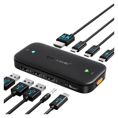 LEMORELE H200 USB-C KVM SWITCH 4K DUAL HDMI USB HUB